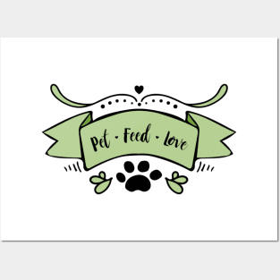 Hand Drawn Illustrations Dog Mom Pet Feed Love Cat Mom Gift Posters and Art